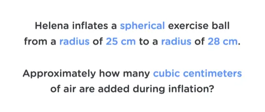 Spherical exercise ball volume problem